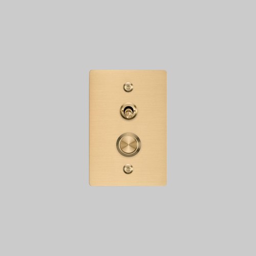 Brass 2G Toggle + Dimmer | Vertical | Linear