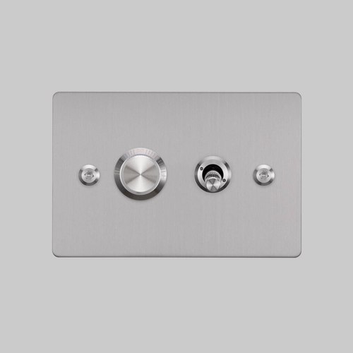 Steel 2G Toggle + Dimmer | Horizontal | Linear