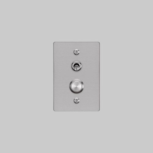 Steel 2G Toggle + Dimmer | Vertical | Linear