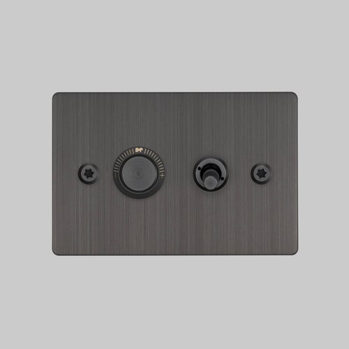 Smoked 2G Toggle + Dimmer | Horizontal | Linear