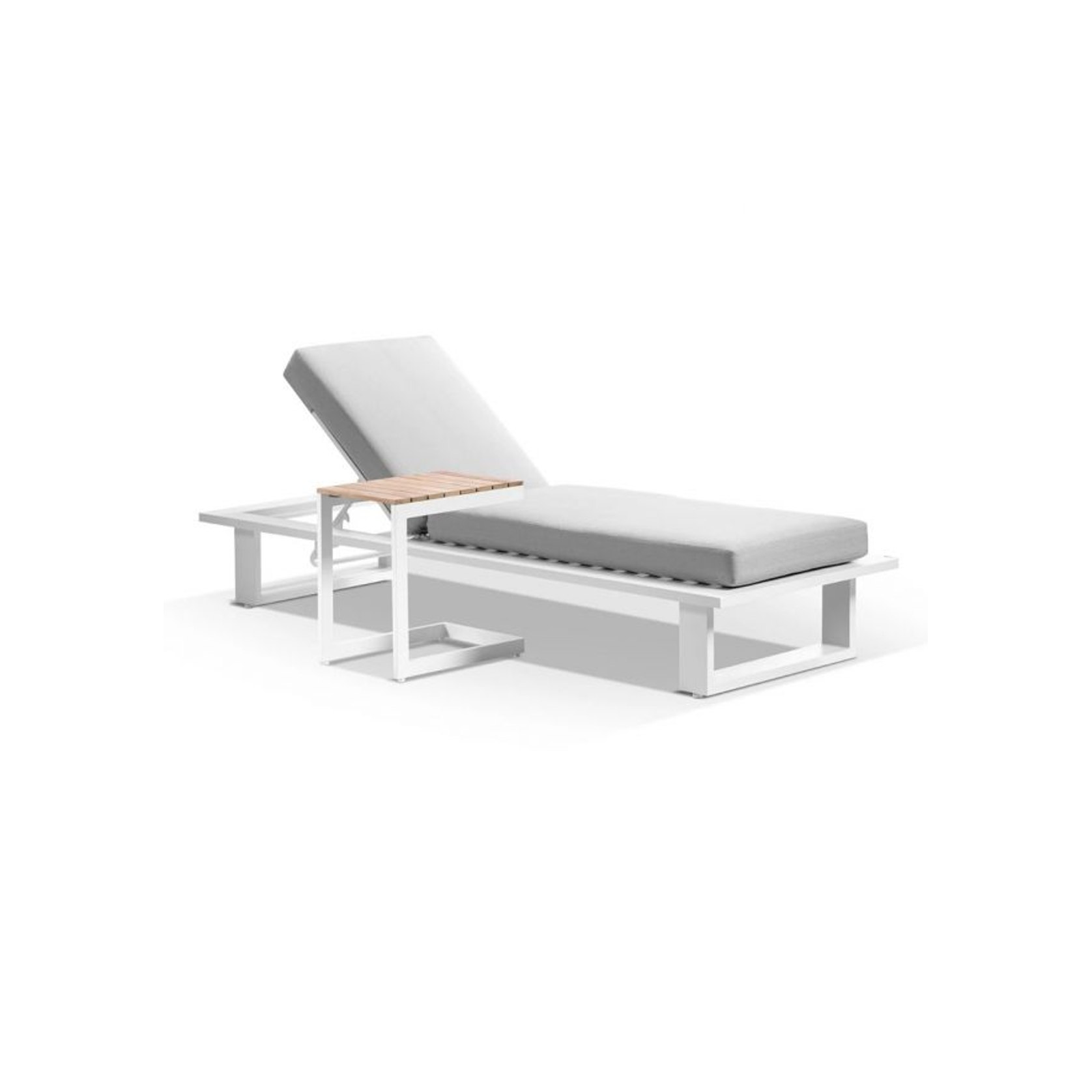 Arcadia Sun Lounge In White w/ Slide Under Side Table ArchiPro AU