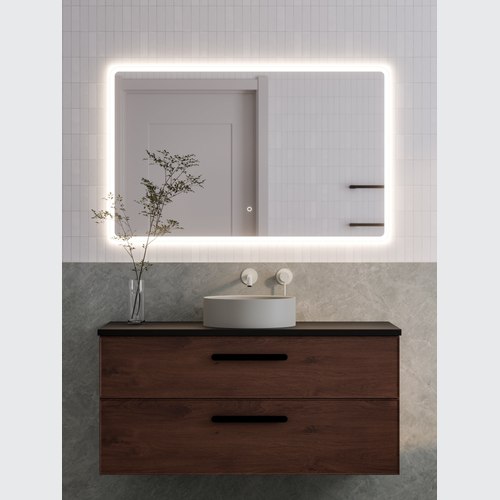 Walnut Lineare 1200 Axel Double Drawer Vanity