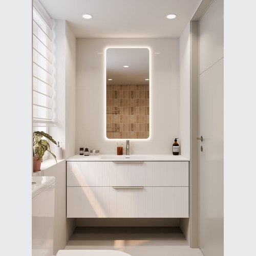 Matte White Lineare 1200 Coastal Double Drawer Vanity