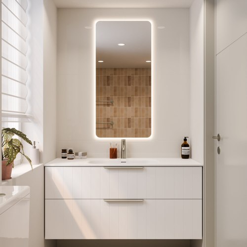 Matte White Lineare 1200 Coastal Double Drawer Vanity