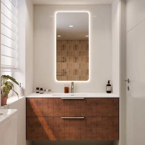 Walnut Lineare 1200 Coastal Double Drawer Vanity