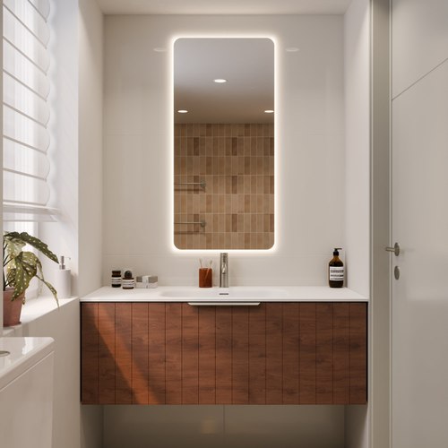 Walnut Lineare 1200 Coastal Single Drawer Vanity