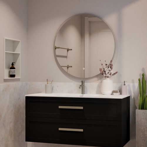 Matte Black Lineare 1200 Loft Double Drawer Vanity