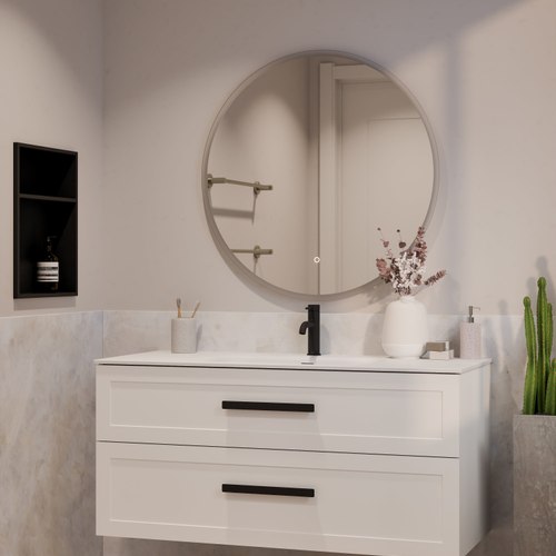 Matte White Lineare 1200 Loft Double Drawer Vanity
