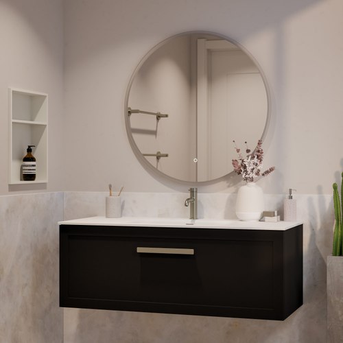 Matte Black Lineare 1200 Loft Single Drawer Vanity