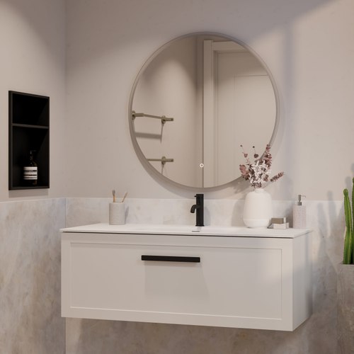 Matte White Lineare 1200 Loft Single Drawer Vanity