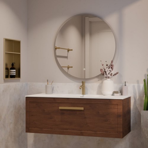 Walnut Lineare 1200 Loft Single Drawer Vanity