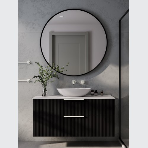 Matte Black Lineare 1200 Pillar Double Drawer Vanity