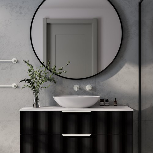 Matte Black Lineare 1200 Pillar Double Drawer Vanity