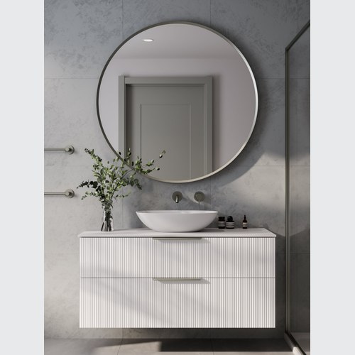 Matte White Lineare 1200 Pillar Double Drawer Vanity