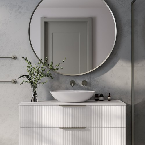 Matte White Lineare 1200 Pillar Double Drawer Vanity