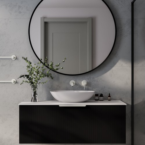 Matte Black Lineare 1200 Pillar Single Drawer Vanity