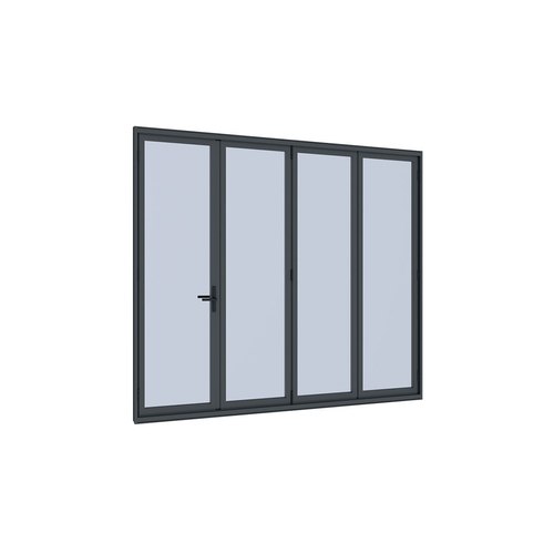 Black Bifold Glass Door For Pacific Wall Mounted Pergola