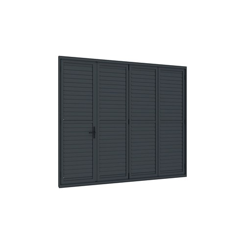 Black Bifold Shutter Wall For Pacific Wall Mounted Pergola