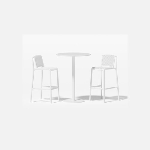 White Robin Table With Alma Chairs 3-Piece Outdoor Bar Set