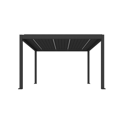 Black Caribbean Motorised Freestanding Louvre Roof Aluminium Pergola