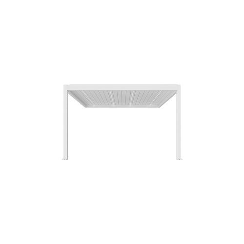 White Caribbean Motorised Wall Mounted Louvre Roof Aluminium Pergola