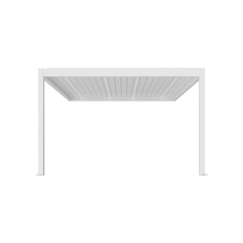 White Caribbean Motorised Wall Mounted Louvre Roof Aluminium Pergola