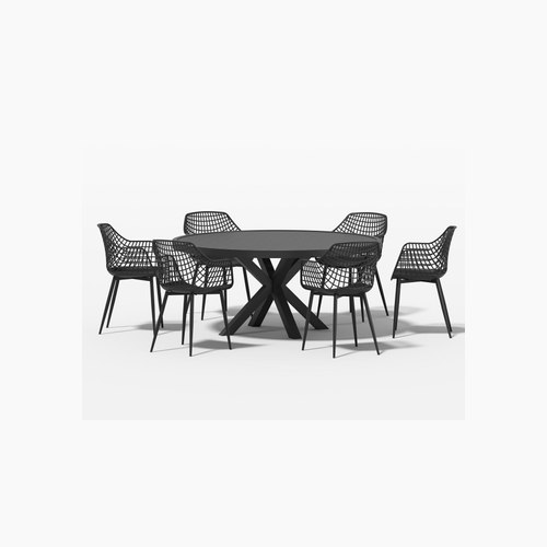 Grey Dipper Table With Ava Chairs 7-Piece Outdoor Dining Set