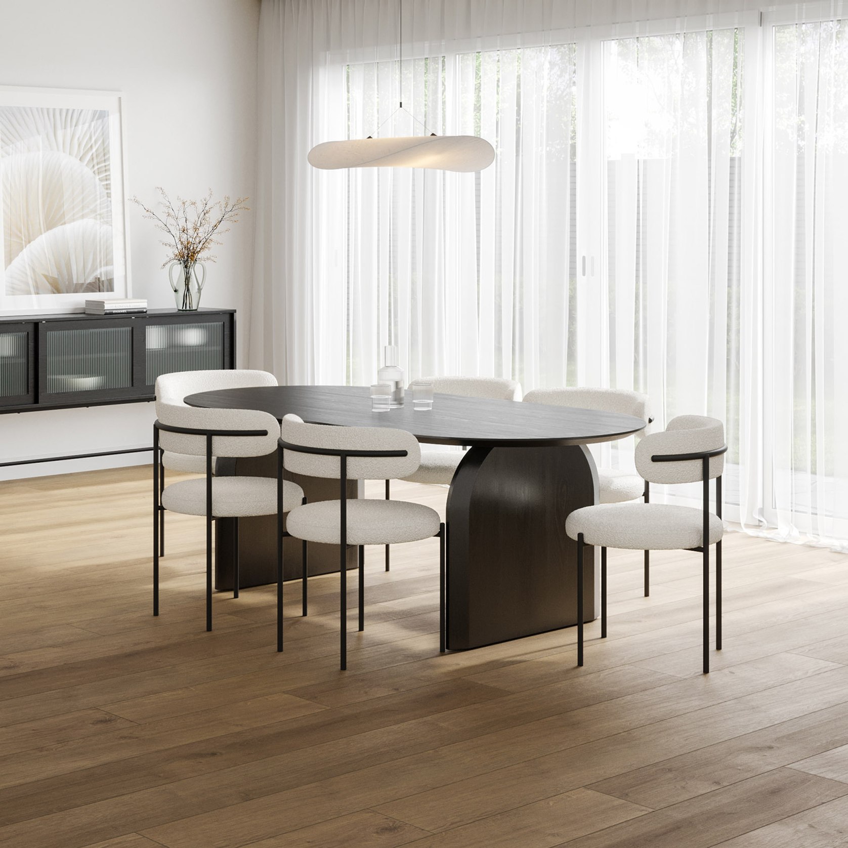 Arco 200cm Oval Oak Dining Table | Black | ArchiPro AU
