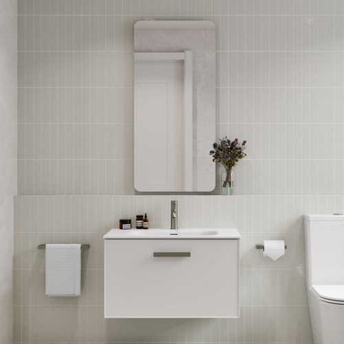 Matte White Lineare 750 Axel Single Drawer Vanity