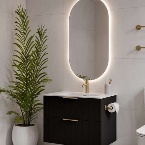 Matte Black Lineare 750 Coastal 2 Drawer Vanity