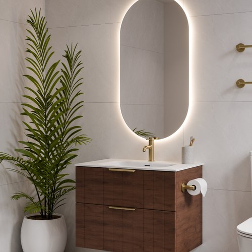 Walnut Lineare 750 Coastal 2 Drawer Vanity