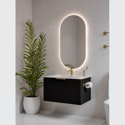 Matte Black Lineare 750 Coastal Single Drawer Vanity