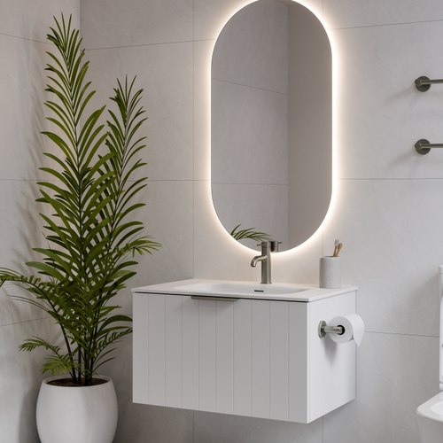 Matte White Lineare 750 Coastal Single Drawer Vanity