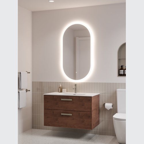 Walnut LINEARE 900 DOUBLE DRAWER VANITY | AXEL DRAWER FRONT
