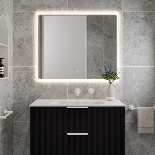 Matte Black Lineare 900 Pillar 2 Drawer Vanity