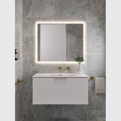 Matte White Lineare 900 Pillar Single Drawer Vanity