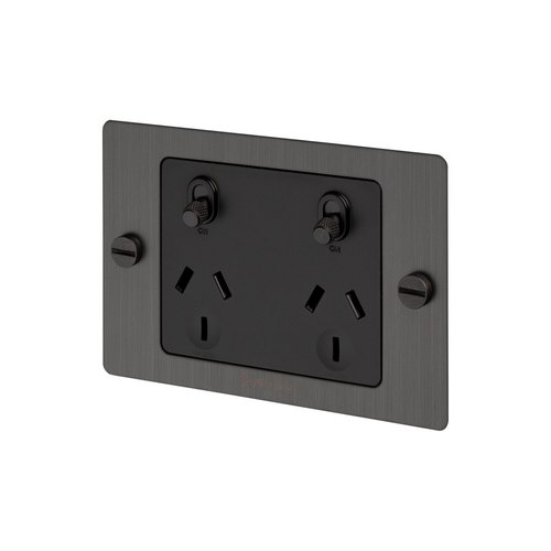 Smoked Bronze 2 Gang GPO Socket Switch