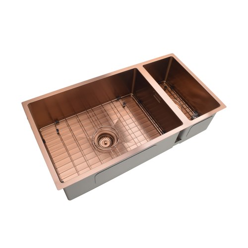 Brushed Copper Code Aspen Double Bowl Pvd 304 Stainless Steel Sinks
