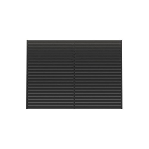 Black Aluminium Slat Privacy Fence Panel - Horizontal