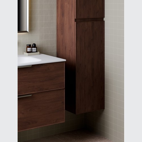 Walnut Lineare Tall Bathroom Cabinet | Axel Front