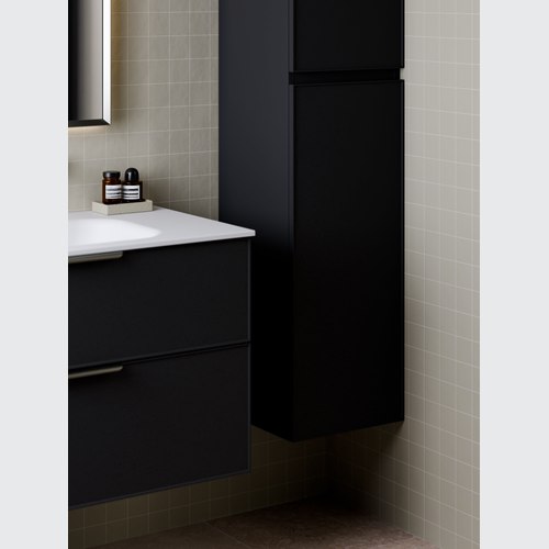 Matte Black Lineare Tall Bathroom Cabinet | Axel Front