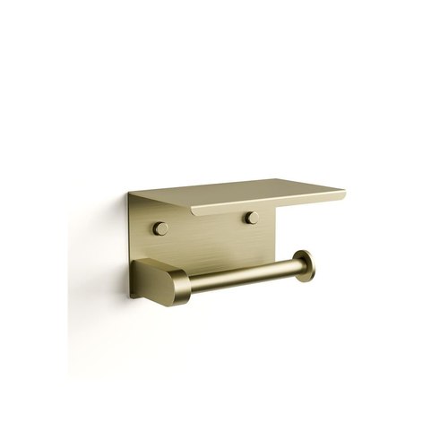 Brushed Brass Versa Toilet Roll Holder & Shelf
