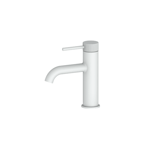Matte White Code Nature Piper Basin Mixer | Textured Handle