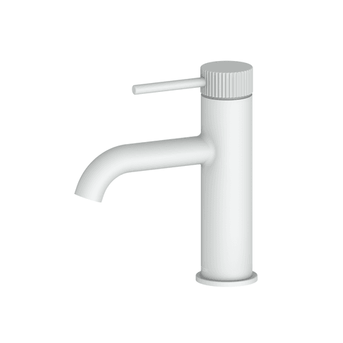 Matte White Nature Lineare Basin Mixer | Textured Handle