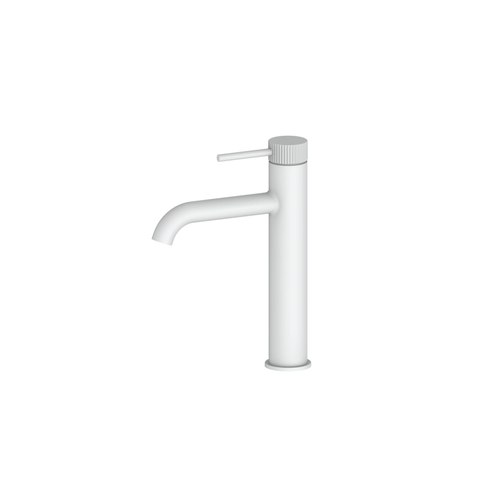 Matte White Nature Piper Basin Mixer Mid | Textured Handle