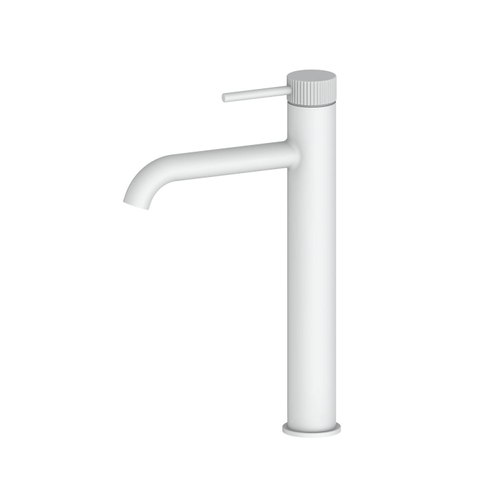 Matte White Code Nature Lineare Basin Mixer Tall | Textured Handle