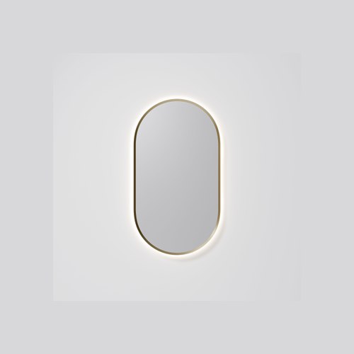 Brushed Brass Aura Oval 500x1050 LED Mirror