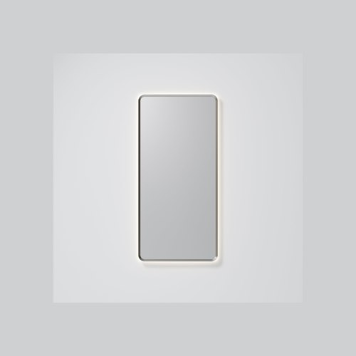 Brushed Nickel Aura Rectangle 500x1050 LED Mirror