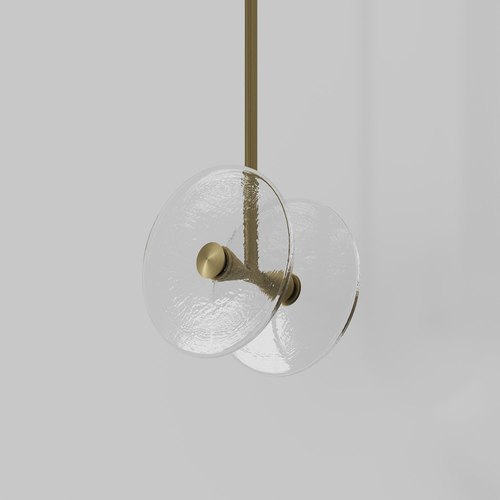 Brass Coral Duo Rod Pendant - Clear