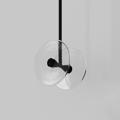 Matte Black Coral Duo Rod Pendant - Clear